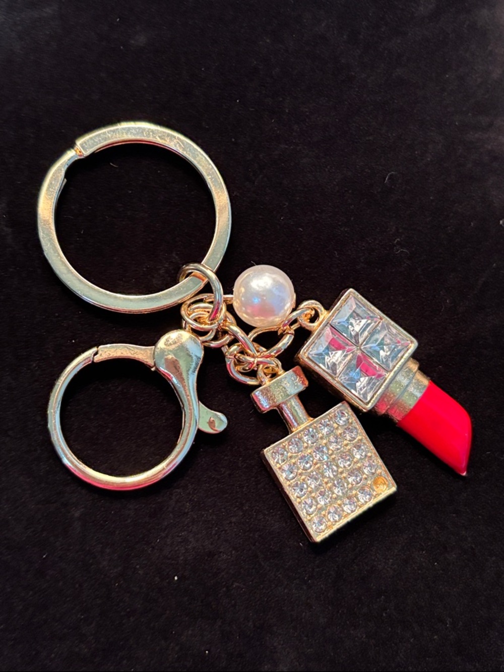 Keychain, Red Lipstick and Perfume Bling